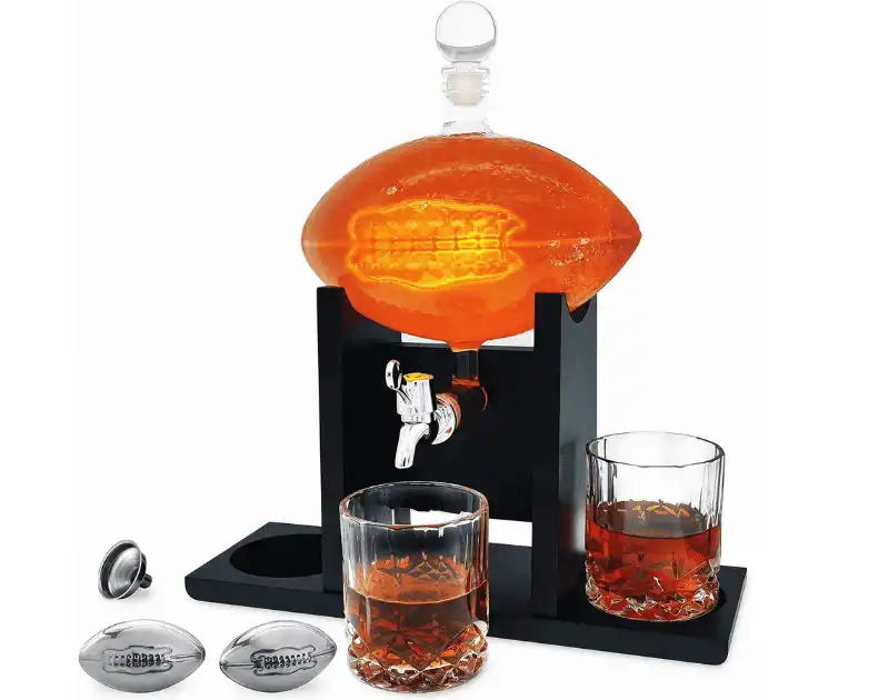 Football Trophy Spout - Decanter Set +( 2 ) Glasses