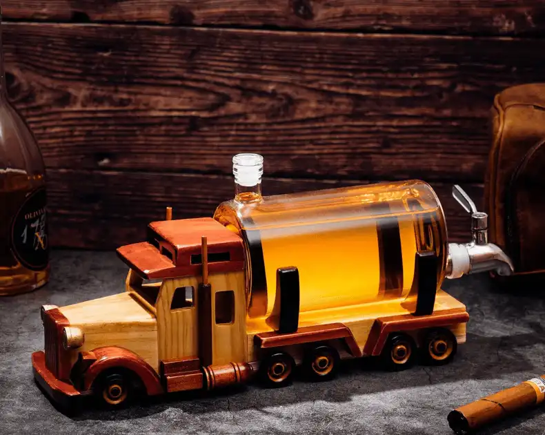 Solid Mahogany Truck - Whiskey & Wine Decanter